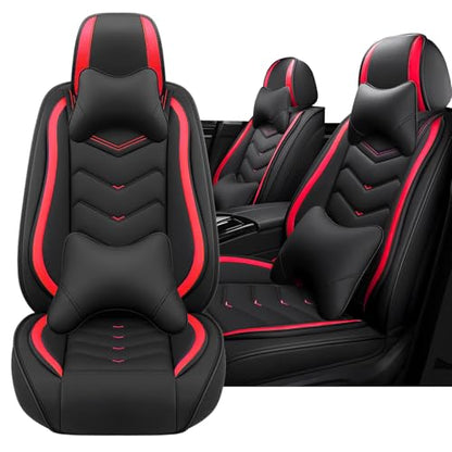 Car Seat Cover for KIA Soul 2010-2025, Driver's Seat Covers,Non-Slip Waterproof seat Cover,Wear-Resistant Nappa Leather car seat Covers. (Luxury 2 Seats/Black Red) - color: Black Red, size: Luxury 2 Seats