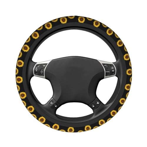 Yellow Sunflower Steering Wheel Cover Yellow Sunflower Steering Wheel Covers Car Cup Holder Pad 2 Pack Universal 15 Inch Steering Wheel Cover Women Men Anti Slip Breathable Wheel Cover Protector - color: Sunflower