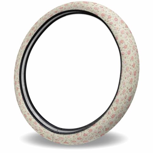 Steering Wheel Covers Magnolia Flower Universal Steering Wheel Covers Pink Floral Vintage Automotive Steering Wheel Grip Wrap Car Interior Accessories Protective Case Cover for SUV, Truck