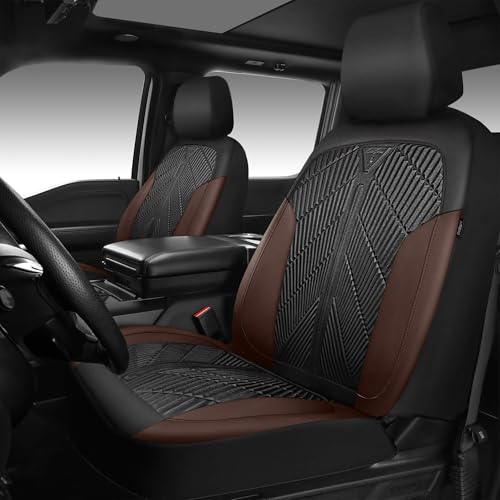 CAR PASS Waterproof Black Brown Car Seat Covers Front Seat Covers Neoprene Wetsuit,All-Weather Non-Slip Durable,Universal Fit for SUV Sedans Trucks Automotive,Airbag Compatible,3D Emboss Black Brown - color: Black and Brown, size: Two Front