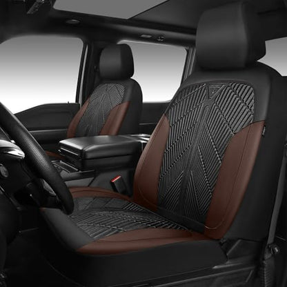 CAR PASS Waterproof Black Brown Car Seat Covers Front Seat Covers Neoprene Wetsuit,All-Weather Non-Slip Durable,Universal Fit for SUV Sedans Trucks Automotive,Airbag Compatible,3D Emboss Black Brown - color: Black and Brown, size: Two Front