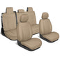 MotorBox Prestige Edition Napa Leather Seat Covers Full Set - Beige Car Seat Covers Front Seats and Back Car Seat Protector, Waterproof and Universal Fit for Most Small to Medium Autos, Trucks & SUVs - color: Beige Full Set
