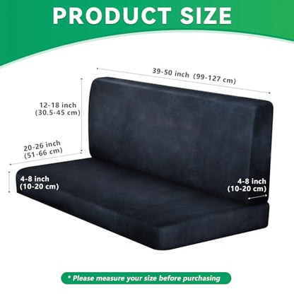 molasofa Leather Like RV Dinette Cushion Covers, RV Booth Seat Cover Stretchable Camper Cushion Couch Covers Washable Slipcovers for RV Camper Car Bench (1 Backrest Cover & 1 Bench Cover, 02Navy) - color: 02navy, size: 1 Bench Cover & 1 Backrest Cover