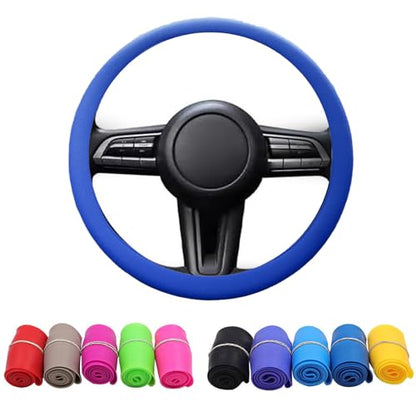 Cool Non-Slip Silicone Steering Wheel Protector,Soft Protective Cover,Non-Slip Steering Wheel Cover (Dark Blue) - color: Dark Blue