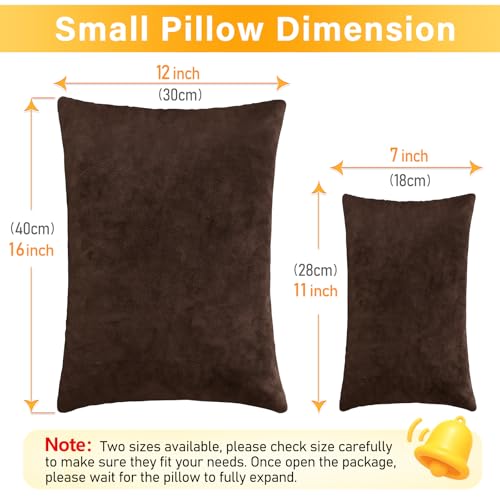 1 MIDDLE ONE 2 Pack Small Pillow, 16 X 12 Inches, Memory Foam Mini Pillow for Travel, Camping, Sleeping, Nap and Neck, Knee, Lumbar Support, Tiny Cushion for Pet, Dogs (Brown) - color: Brown, size: 16x12 inch