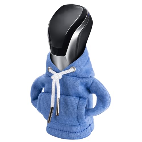 Gear Shift Hoodie, Gear Shift Cover, Universal Car Shift Knob Hoodie, Mini Hoodie for Car Shifter, Automotive Interior Cute Gadgets, Car Accessories and Decorations - color: Blue
