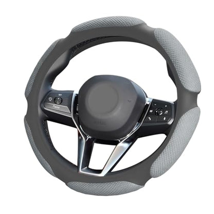 Car Steering Wheel Cover, 15" Anti-Slip Steering Wheel Protector Soft Hand Pad Cushion, Breathable Ice Silk Auto Wheel Wraps Comfy Grip All-Season Protector Universal for Women Men (Grey) - color: Grey