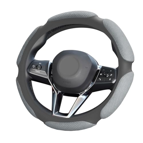 Car Steering Wheel Cover, 15" Anti-Slip Steering Wheel Protector Soft Hand Pad Cushion, Breathable Ice Silk Auto Wheel Wraps Comfy Grip All-Season Protector Universal for Women Men (Grey) - color: Grey