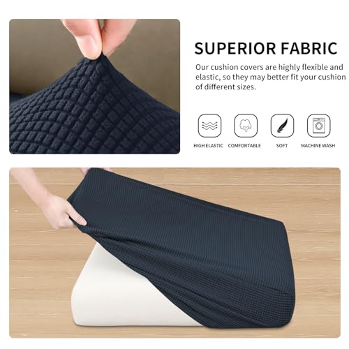 Easy-Going Stretch Individual Couch Cushion Cover Sofa Seat Furniture Protector Sofa slipcover Soft Flexibility with Elastic Bottom(2 Piece Cushion Sofa, Dark Blue) - color: Dark Blue, size: 2 Cushion Sofa