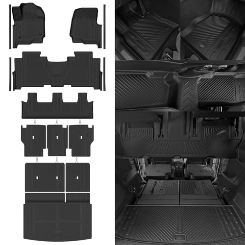 Custom Fit Floor Mats for Ford Expedition MAX 8 Seats 2018-2024 2nd-Row Bench Seat, All Weather TPE Floor Liners & Trunk Mat & Backrest Mats & Door Sill Guard, Full Set Interior Accessories - size: 6)Expedition 8 Seats MAX|2018-2024