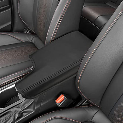 INTGET Car Center Console Armrest Cover for 2021 2022 2023 Subaru Crosstrek 2018 2019 2020/Impreza Accessories 2017-2023 Leather Arm Rest Box Lid Middle Console Cover Seat Protector (Black Stitches) - color: Black with black stitches