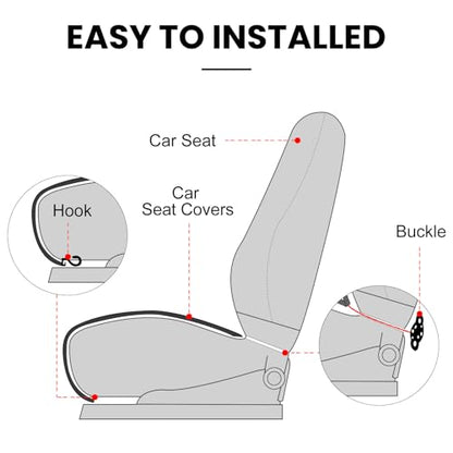 surpassme Comfortable Car Seat Covers Universal Front Seat Covers for Car Accessories with Storage Pockets, Padded Car Interior Covers for Automotive, SUV, Truck, and Van(Khaki)