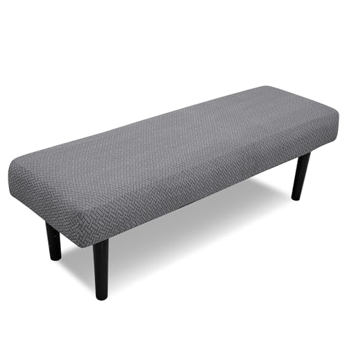 Stretch Bench Covers, Bench Cushions Covers, Printed Seat Protector, Washable Slipcover, Rectangle Cover for Dining Room, Living Room, Kitchen(Twill Grey) - color: Twill Grey