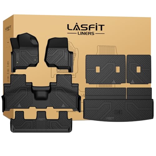 LASFIT Floor Mats for Ford Expedition Standard(Not for Max Models) 2021 2022 2023 2024 8 Seats(Not Fit 7 Seats), All Weather TPE Custom Fit for SUV Car Liners, 1st& 2nd& 3rd& Cargo Liner, Black 5pcs - style: 8) Expedition Standard 8-Seat| 21-24 | Combo Se