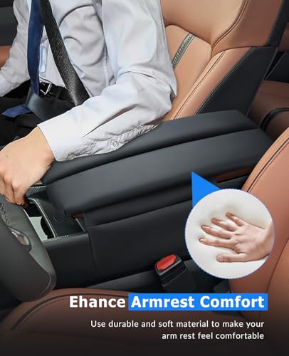 INTGET Center Console Cover for Mazda CX5 Accessories 2026/CX50 CX-50 2023 2024 2025 2026 Car Interior Leather Armrest Arm Rest Lid Cushion Pad Protector (2023+, Black Stitches) - size: Black Stitches