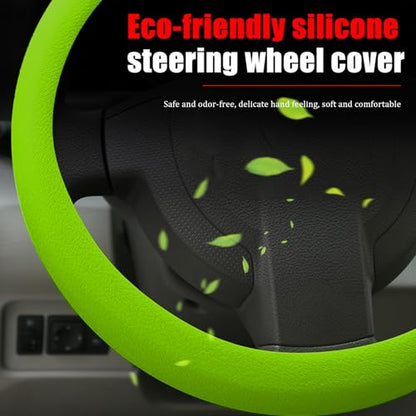 JDDRY Car Steering Wheel Cover, Universal Fit Silicone Automotive Steering Wheel Protector, Light Green, 1PC - color: Light Green