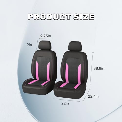 2 Pack Car Front Seat Covers, Breathable Front Seat Headrest Covers, Comfortable Vehicle Seat Headrest Protector with Foam Padding and Retaining Buckle, Universal for RV, SUV, Truck (Pink) - color: Pink