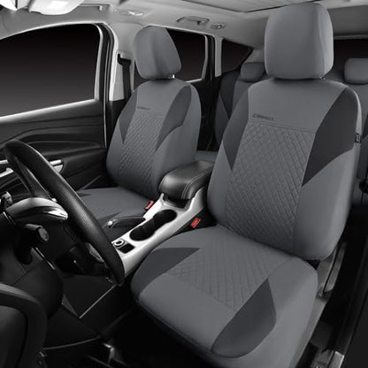 CAR PASS Ultrasonic Embossing Cloth Universal Seat Covers-Breathable Car Seat Cover with 5mm Composite Sponge Inside,Airbag Compatible,2zipper Bench for Sedan,SUV,Truck(Charcoal Gray,Full Set) - color: Charcoal Gray