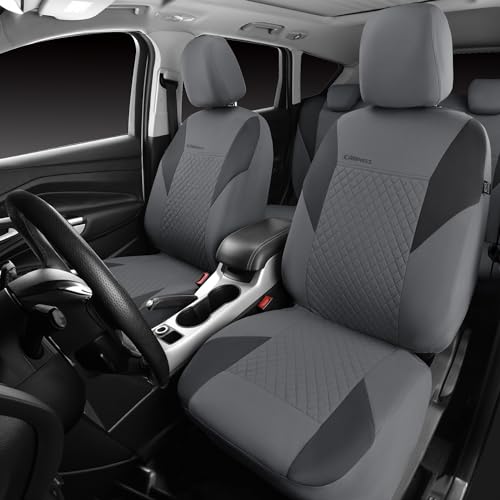 CAR PASS Ultrasonic Embossing Cloth Universal Seat Covers-Breathable Car Seat Cover with 5mm Composite Sponge Inside,Airbag Compatible,2zipper Bench for Sedan,SUV,Truck(Charcoal Gray,Full Set) - color: Charcoal Gray