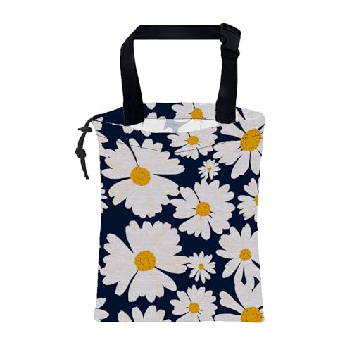 Car Trash Bag Chamomile Flower Hanging Drawstring Car Organizer and Storage Bag with Adjustable Buckle Canvas Garbage Bin for Back Seat or Hanging Headrest Car Decor Road Trip Essentials - color: Chamomile Flower