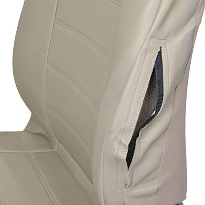 BDK carXS Beige Leather Car Seat Covers Front Seats Only, 4-Piece Faux Leather, Includes Front Seat Covers, Automotive Seat Covers for Trucks SUV - color: Beige, size: Front Seat Covers