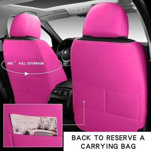 INZU Cute Rabbit Comfortable Leather Auto Car Seat Covers Front & Rear Seat Protector Fit Sedan SUV 5 Seats Full Set Universal Fit (Black & Rose) - color: Black & Rose