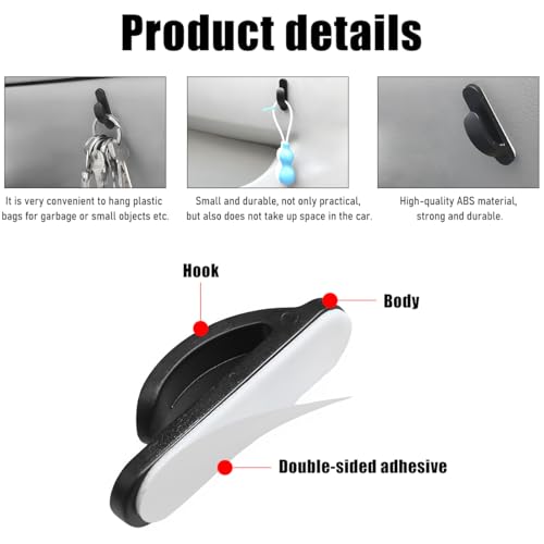 10 PCS Car Sticky Hooks, Multifunctional Vehicle Adhesive Hooks, Hanging Auto Storage Hooks for Key USB Cable Earphone Cable, Universal Interior Decor Car Accessories