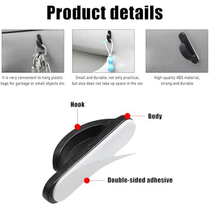 10 PCS Car Sticky Hooks, Multifunctional Vehicle Adhesive Hooks, Hanging Auto Storage Hooks for Key USB Cable Earphone Cable, Universal Interior Decor Car Accessories