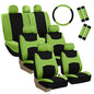 FH Group Light & Breezy Cloth Car Seat Covers, 7 Seater Three Row Set- Airbag & Split Ready -Universal for Cars Trucks and SUVs (Green/Black) - color: Green