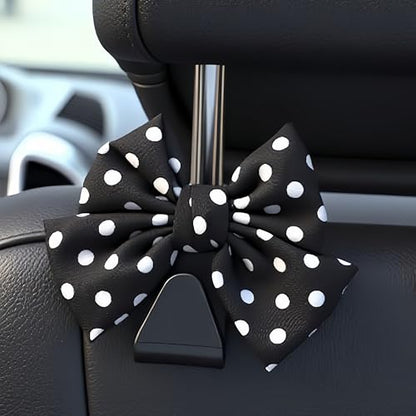 2-Pack Car Purse Hooks for Hanging Purses and Bags, Cute Bow car seat headrest Hooks for Hanging car Purse Hooks. (Black Wave Point) - color: Black Wave point