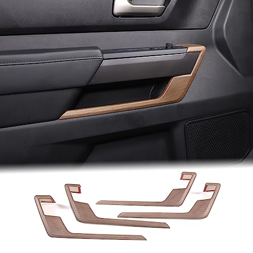Aunginsy Inner Door Handle Panel Strip Trim Compatible with Toyota Tundra Crew Max 2022 2023 2024 2025 2026, Front Rear Door Panel C-Shaped Decorative Cover C-Type Protection ABS Interior Accessories - color: Pear Wood Grain Pattern