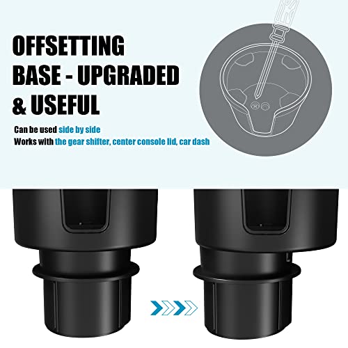 Upgraded Car Cup Holder Expander Adapter with Offset Adjustable Base, Compatible with Yeti 14/24/36/46oz Ramblers, Hydro Flasks 32/40oz, Other Large Bottles Mugs in 3.5"-4.0", 2 Pack