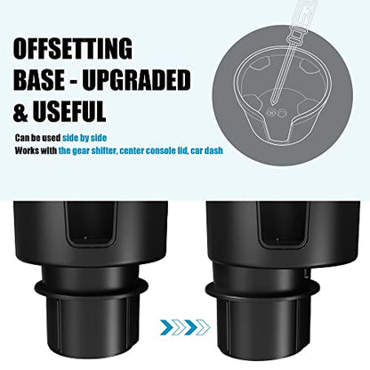 Upgraded Car Cup Holder Expander Adapter with Offset Adjustable Base, Compatible with Yeti 14/24/36/46oz Ramblers, Hydro Flasks 32/40oz, Other Large Bottles Mugs in 3.5"-4.0", 2 Pack