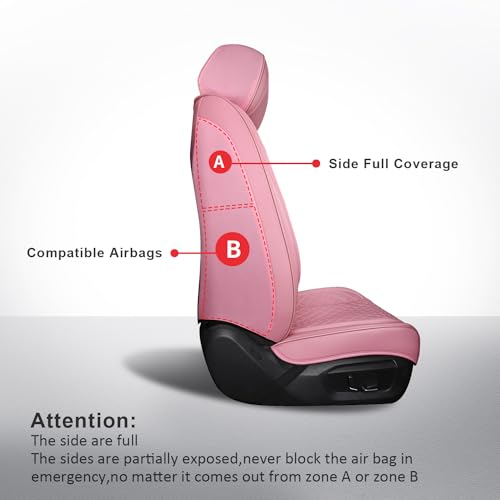 Car Seat Covers Full Set,Waterproof Seat Covers Full Coverage Leather Car Seat Protector Universal Automotive Seat Covers Fit for Cars SUV Pick-up Truck Pink Car Accessories (Pink,Full Set) - color: Pink, size: 5PCS Full Set