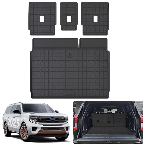 Trunk Mat for 2025 Ford Expedition MAX with Backrest Mat,TPE All Weather Protection Cargo Liner with Velcro Rear Seats Backrest for Expedition MAX Series
