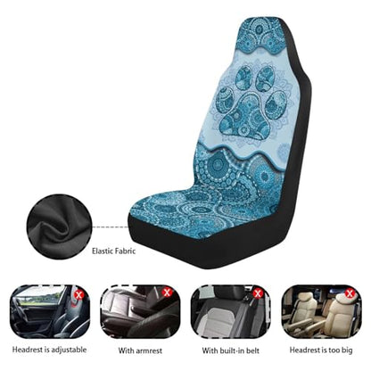 Dreaweet Boho Car Seat Covers Front Seats Dog Paw Car Accessories for Women 2 Piece Washable Front Seat Cover Universal Fit Most Vehicle SUV Sedan Trucks,Blue - color: Boho Dog Paw Blue