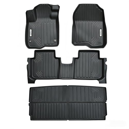 All Weather Floor Mat and Cargo Liner for Honda CR-V 2023-2026 (Include Hybrid), TPE Car Mat Full Set Front & Rear 4 PCS,Custom Fit Floor Liners - Anti-Slip Waterproof Odorless Easy Clean - size: Honda, style: 23-26 Honda CR-V（Cargo Liner）