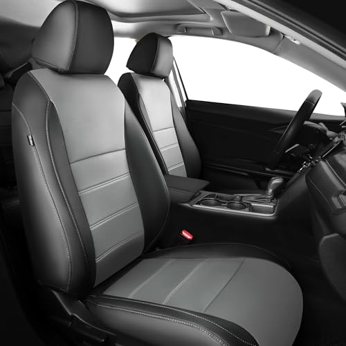Seat Covers for Honda Civic Hatchback LX, EX, EXL, Sport, Touring, 2016-2021, Faux Leather Car Seats Cover Full Set Seatback Waterproof, Black Grey (60/40 Split Seatback) - color: Black Grey, size: Hatchback 2016-2021 (60/40 Split - With Armrest)