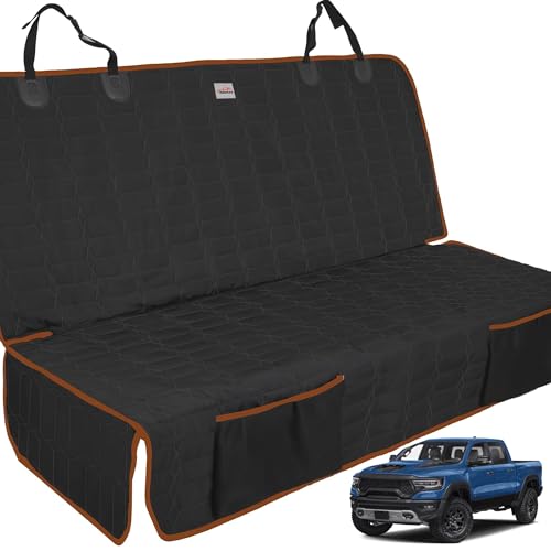 Back Seat Cover for Dogs, Washable Bench Seat Covers for Trucks,Nonslip Truck Seat Cover Protector for F150/Ram1500/GMC Sierra/Toyota/Chevrolet Silverado,Car Seat Covers for Dogs - color: Truck-Brown, size: Truck Bench-61"W