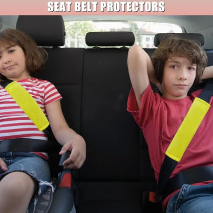 2PCS Car Seat Belt Pads Cover - Soft Fluff Car Seat Belt Shoulder Strap Cover Harness Pad Protect Your Neck - Universal Comfortable Seatbelt Strap Cushion for Most Cars & Backpacks (Yellow) - color: Yellow