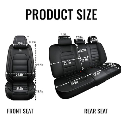 Truck Seat Covers for Chevy Silverado 1500 2007-2026, Waterproof Nappa Leather Full Coverage Car Seat Cover, Muscle Sport Style Auto Interior Covers （Front Set Black&Coffee）