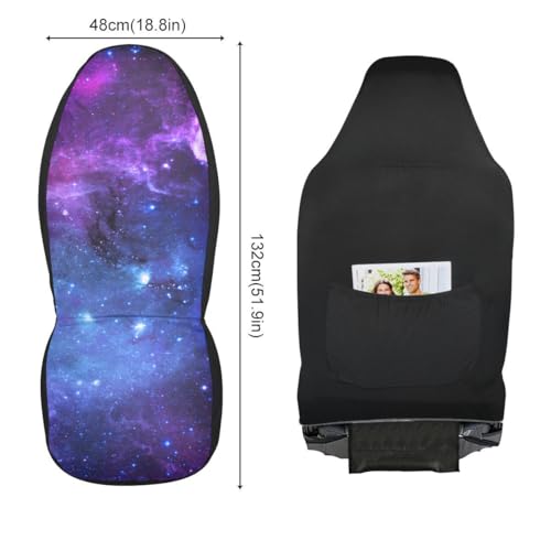 2 PCS Galaxy Car Seat Covers Deep Space Star Field Abstract Universe Blue Purple Galaxy Stars Nebula Design Vehicle Seat Protector Cushion Cover Universal Car Accessories for Truck Sedan - color: Purple Blue