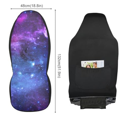 2 PCS Galaxy Car Seat Covers Deep Space Star Field Abstract Universe Blue Purple Galaxy Stars Nebula Design Vehicle Seat Protector Cushion Cover Universal Car Accessories for Truck Sedan - color: Purple Blue