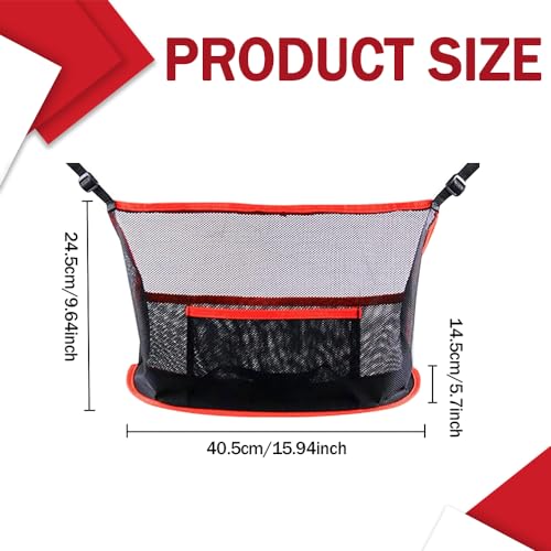 Car Net Pocket Handbag Holder, Auto Net Pocket Purse Holder Between Front Seats Car Storage Organizer, Universal Interior Accessories Barrier of Backseat Pet Kids (Black Red) - color: Black red