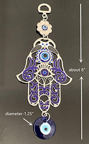 Betterdecor Blue Evil Eye Hamsa Hand Wall Hanging for Home Office Car Decor-023