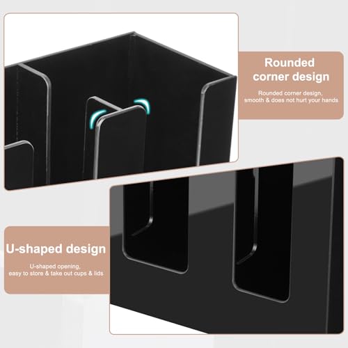 MYITYARD Coffee Cup Holder, Cup and Lid Organizer fits 5 to 16 oz Disposable Paper & Plastic Cups, Cup Dispenser Countertop, Acrylic Cup Storage for Home, Kitchen, Office (2 Compartment) - size: 2 Compartment