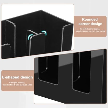 MYITYARD Coffee Cup Holder, Cup and Lid Organizer fits 5 to 16 oz Disposable Paper & Plastic Cups, Cup Dispenser Countertop, Acrylic Cup Storage for Home, Kitchen, Office (2 Compartment) - size: 2 Compartment