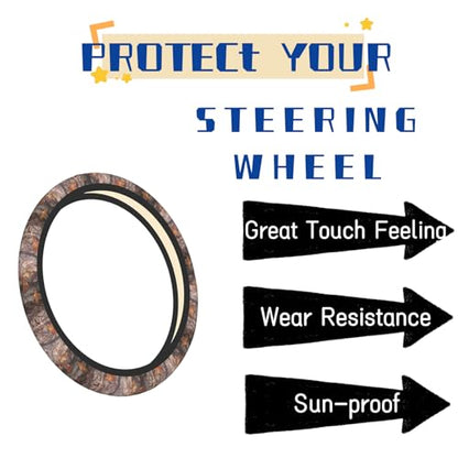 Steering Wheel Cover Accessories Neoprene Cover Non-Slip Breathable Easy to Install Suitable for Women Men Girls for Car SUV Van Truck Universal 14.5-15.5 Inch Oak Leaf - color: Oak Leaf