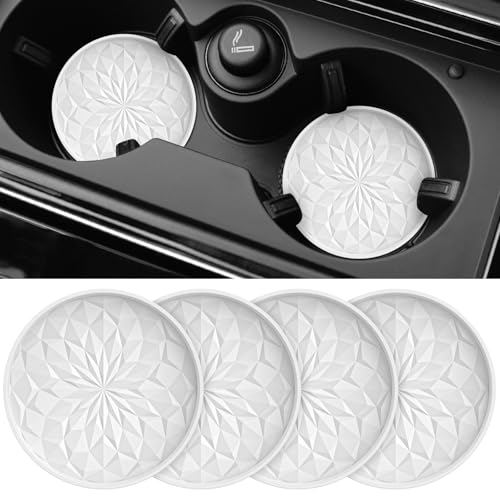 Car Coasters for Cup Holders [4 Pack] - 2.75In Silicone Auto Mug Mats - Universal Non-Slip Recessed Car Interior AccessoriesWhite - color: 4pack-white