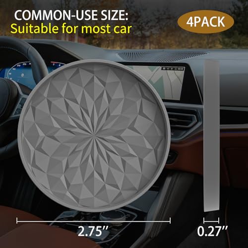 Car Coasters for Cup Holders [4 Pack] - 2.75In Silicone Auto Mug Mats - Universal Non-Slip Recessed Car Interior AccessoriesDeep Grey - color: 4pack-dark Grey